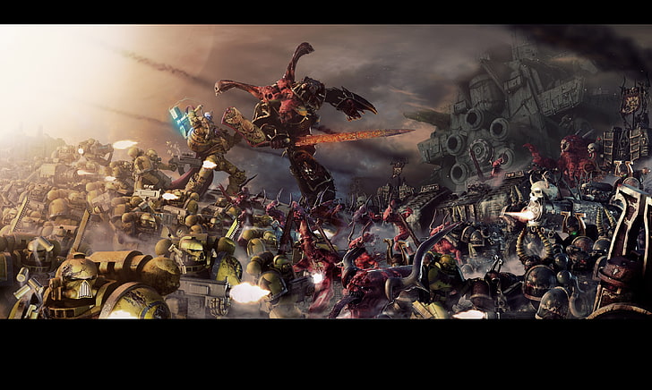 tapeta cyfrowa z potworami, Warhammer 40,000, WH40K, Space Marines, Chaos, Tapety HD