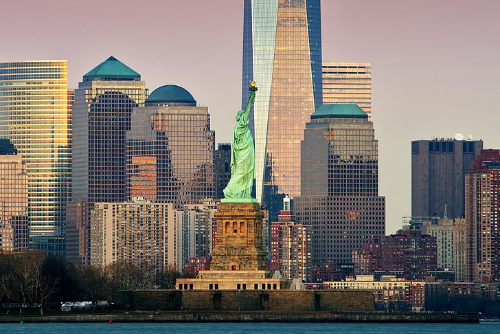 Man Made, Statue of Liberty, Building, New York, Skyscraper, USA, HD wallpaper