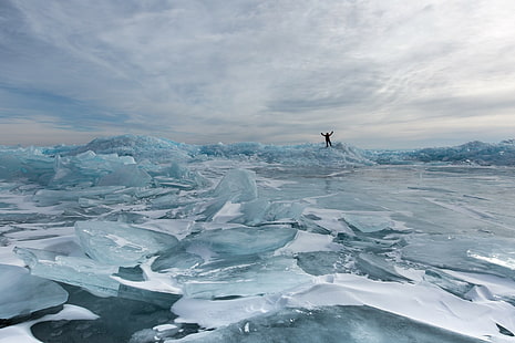 Jezioro Bajkał, krajobraz, zima, lód, jezioro, przyroda, Tapety HD HD wallpaper