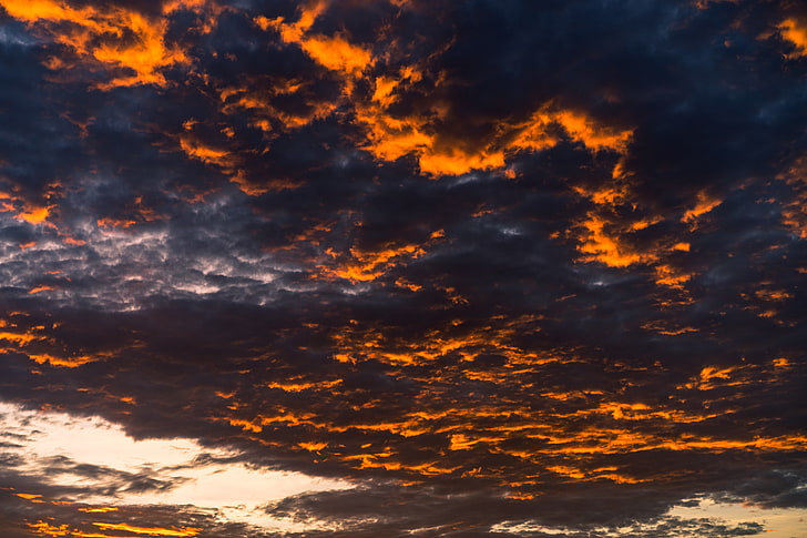 schwarze und orange Wolken, Wolken, Himmel, bewölkt, HD-Hintergrundbild