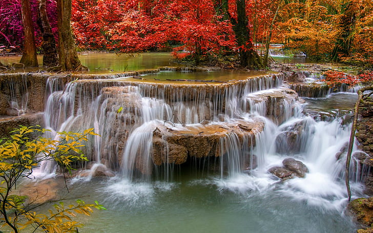 Waterfall  Autumn, waterfall, Nature, water, Autumn, hd, best, s, HD wallpaper