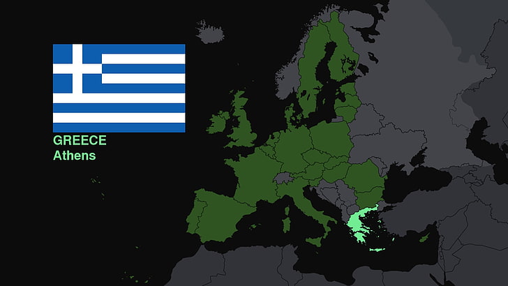 Grécia, bandeira, mapa, Europa, HD papel de parede