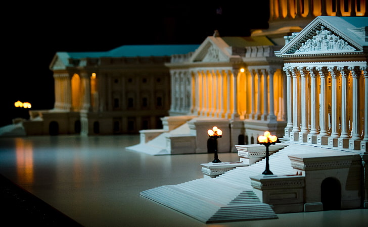 The United States Capitol, white capitol building scale model, Architecture, building, united states, capitol, miniature, HD wallpaper