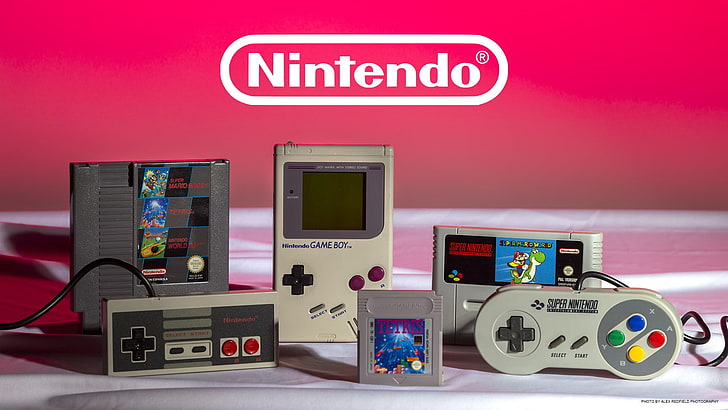 gray Nintendo Gameboy, Nintendo, Super Nintendo, Super Mario, retro games, vintage, GameBoy, video games, consoles, nostalgia, red, HD wallpaper