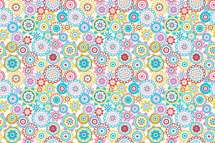 wallpaper bunga mandala warna-warni, lingkaran, bunga, pola, Wallpaper HD