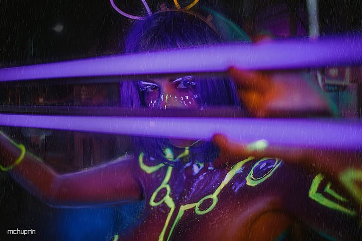 ไฟ แสง เด็กผู้หญิง มักซิม ชูปริญ อิงกาลิส นีออน สี, วอลล์เปเปอร์ HD