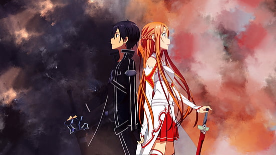Sword Art Online, Asuna Yuuki, Kazuto Kirigaya, Kirito (Sword Art Online), HD wallpaper HD wallpaper