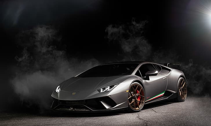 Lamborghini, Light, Smoke, Gray, VAG, Performante, Huracan, Sight, LED, Darknes, HD wallpaper