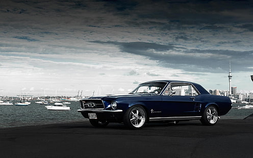 Ford Mustang azul, carro, Ford, Ford Mustang, HD papel de parede HD wallpaper