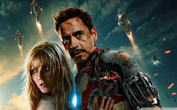 Iron Man, Iron Man 3, Robert Downey Jr., Gwyneth Paltrow, Pepper Potts, Tony Stark, The Avengers, Sfondo HD