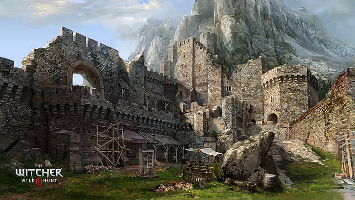 Dziki Gon w grze Wiedźmin 3, Caer morhen, Well, Mountain, Fortress, Tapety HD