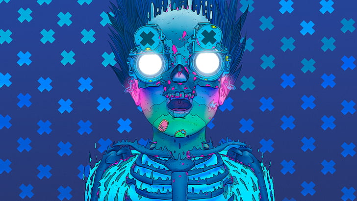 Nick Sullo, techno punk, cyberpunk, illustration, digital art, artwork, HD wallpaper