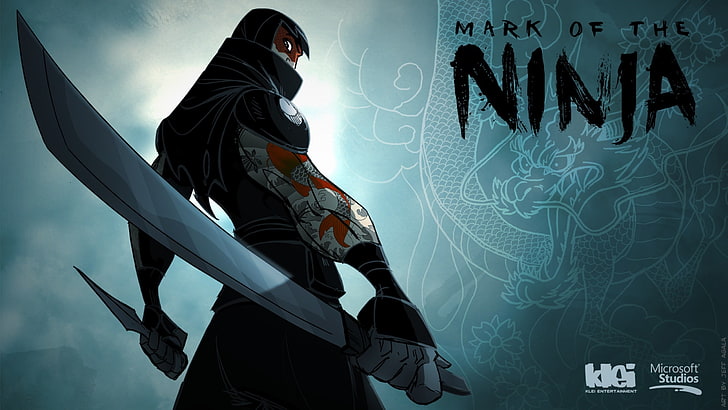 黒い革のオープントゥヒールサンダル、Mark of the Ninja、ビデオゲーム、 HDデスクトップの壁紙