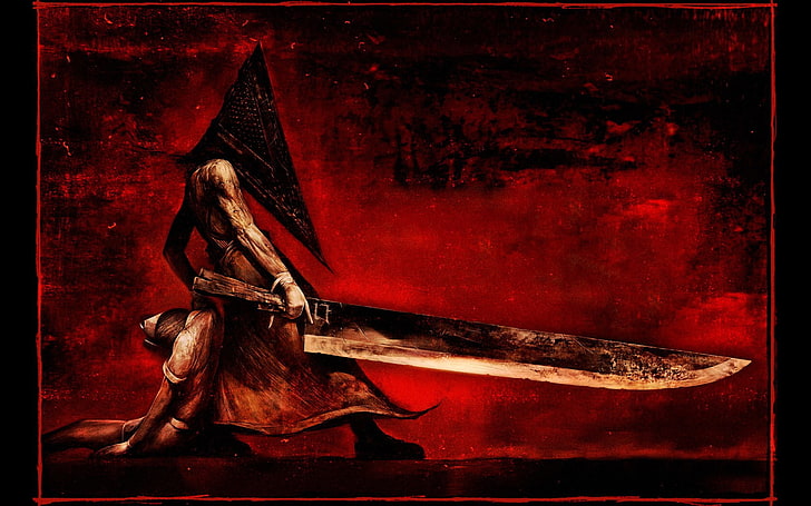 malarstwo szermierza, Silent Hill, miecz, Pyramid Head, gry wideo, Tapety HD