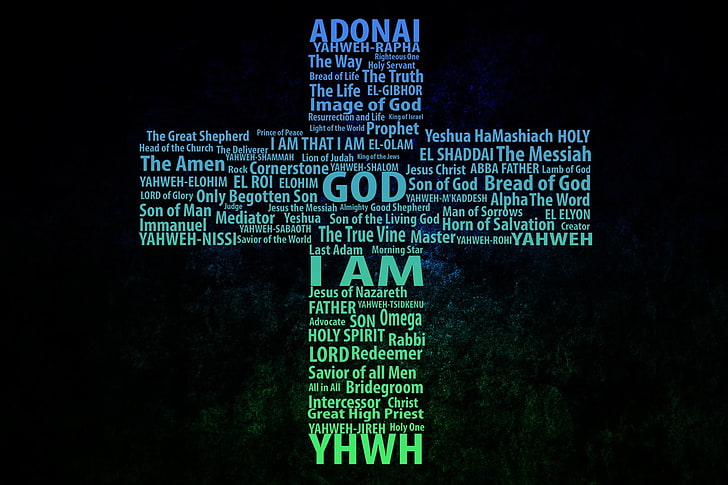 Адонайски текст, Исус Христос, Яхве, Бог, кръст, Христос Изкупителят, религия, HD тапет