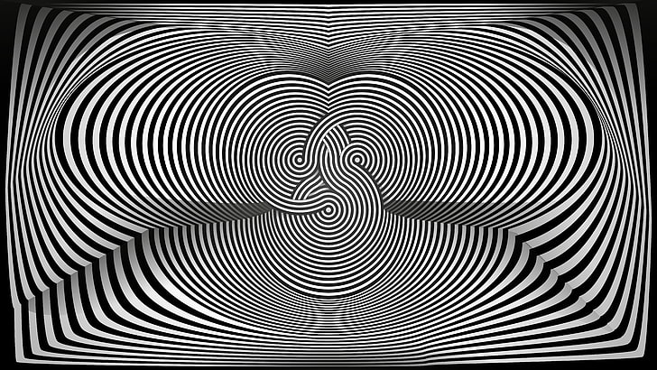 negro, arte óptico, ilusión óptica, vector, blanco, Fondo de pantalla HD
