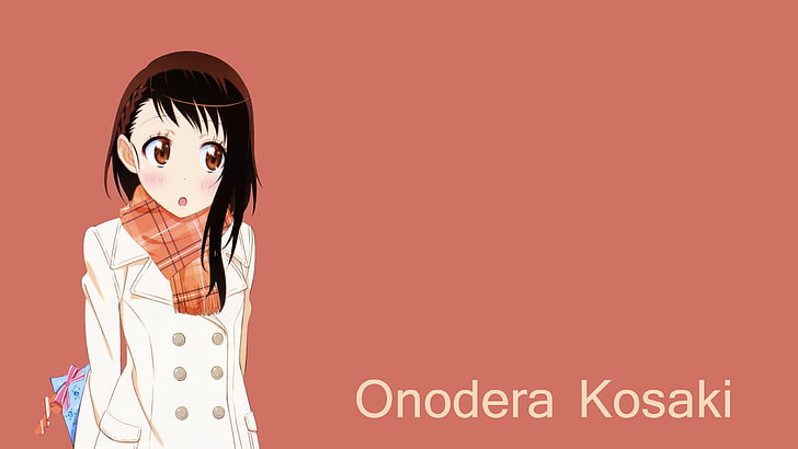 Onodera Kosaki иллюстрация с наложением текста, Onodera Kosaki, Nisekoi, аниме девушки, аниме, текст, простой фон, HD обои