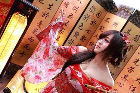 portre, Asya, Kadınlar, Cosplay, Çin, 孟子, Çin elbisesi, HD masaüstü duvar kağıdı HD wallpaper