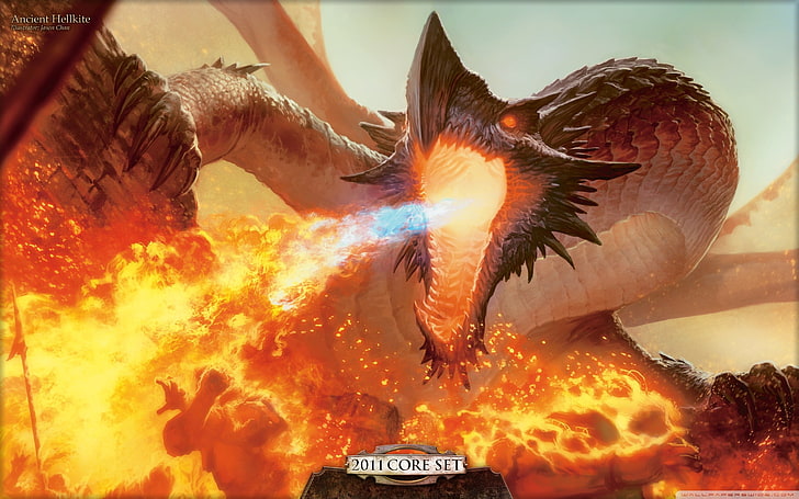2011 Core Set dragon illustration, Magic: The Gathering, dragon, fantasy art, HD wallpaper
