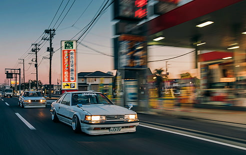 Speedhunters, car, depth of field, sunset, Toyota, Toyota Chaser, HD wallpaper HD wallpaper