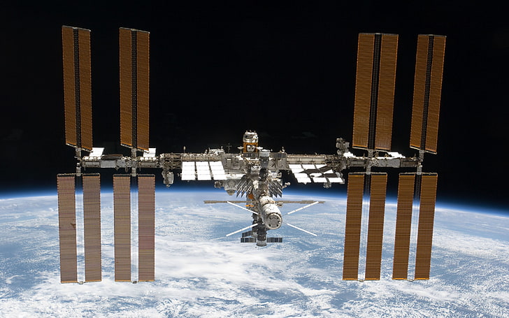 estação espacial ISS branca e cinza, Estação Espacial Internacional, espaço, HD papel de parede