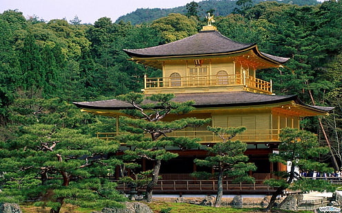 Temple of the Golden Pavilion, kinkakuji, Kinkaku-ji, Japan, HD wallpaper HD wallpaper