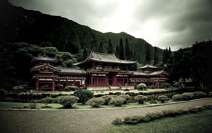 شاشة عريضة للمعبد الياباني ، هندسة معمارية ، يابانية ، معبد ، شاشة عريضة، خلفية HD