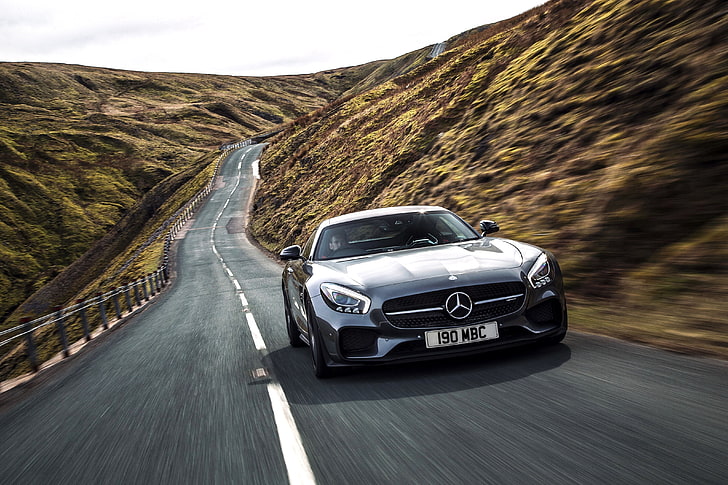 черен автомобил Mercedes-Benz, Mercedes, AMG, UK-spec, 2015, Edition 1, GT S, C190, HD тапет