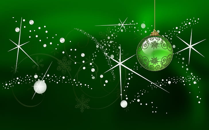 Green Globe for Chirstmas, green bauble e-greeting, background, lights, HD wallpaper
