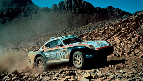 Porsche 959, auto da rally, deserto, Dakar Rally, Sfondo HD HD wallpaper