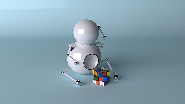 3x3 Rubik's Cube, robots, cube, rubik, HD wallpaper
