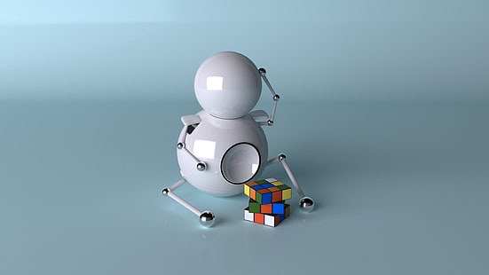 3x3 rubik's cube, robots, cube, rubik, Fond d'écran HD HD wallpaper