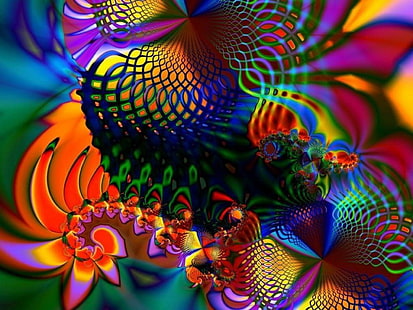 fractal de néon 1024x768.jpg colorido fratcal Neon HD, abstrato, neon, colorido, fratcal, HD papel de parede HD wallpaper