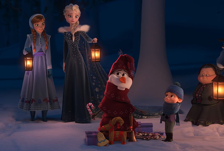 Film, Olaf's Frozen Adventure, Anna (Frozen), Elsa (Frozen), Olaf (Frozen), HD tapet