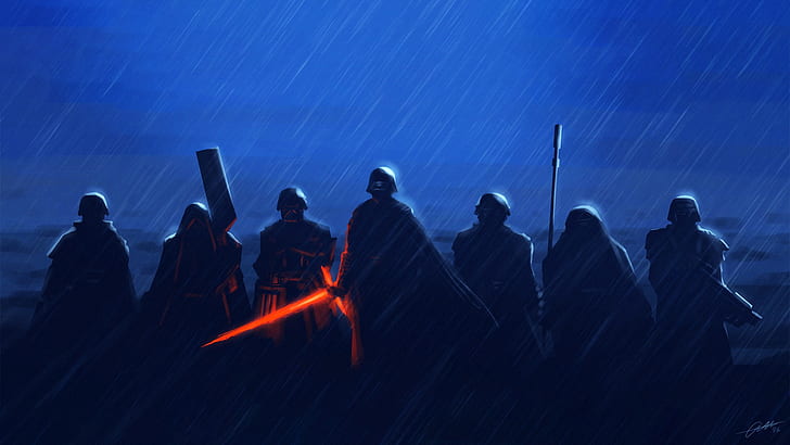 Star Wars, Kylo Ren, Lichtschwert, Regen, HD-Hintergrundbild