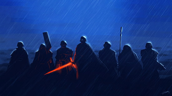 حرب النجوم ، كيلو رين ، السيف الضوئي ، المطر، خلفية HD HD wallpaper