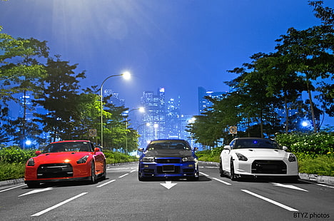 Nissan Skyline GT-R R34, Nissan Skyline GT-R R35, auto, Sfondo HD HD wallpaper