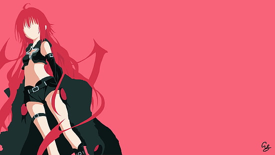 anime, meninas anime, To Love-ru, To Love-ru Darkness, Kurosaki Mea, fundo vermelho, ruiva, HD papel de parede HD wallpaper