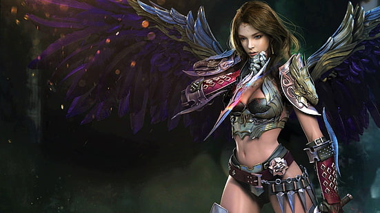 Fantasy, Angel Warrior, Angel, Dagger, Girl, Warrior, Weapon, Woman, Sfondo HD HD wallpaper