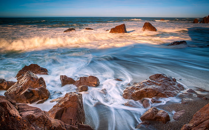 ساحل المحيط الهادئ ريف ويفز ريد روك المناظر الطبيعية لخلفيات أندرويد لسطح المكتب أو الهاتف المحمول 3840 × 2400، خلفية HD