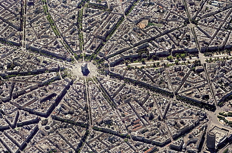 قوس النصر ، مدينة ، منظر جوي ، ألغاز ، فرنسا ، باريس، خلفية HD HD wallpaper