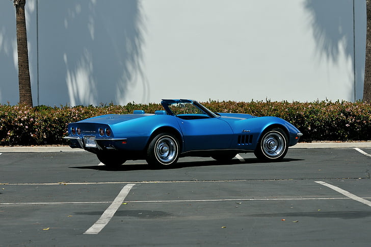 1969, 427, blue, chevrolet, classic, convertible, corvette, l88, muscle, old, original, usa, HD wallpaper