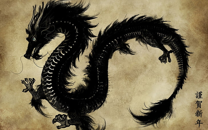 dragon, chinois, art fantastique, Fond d'écran HD