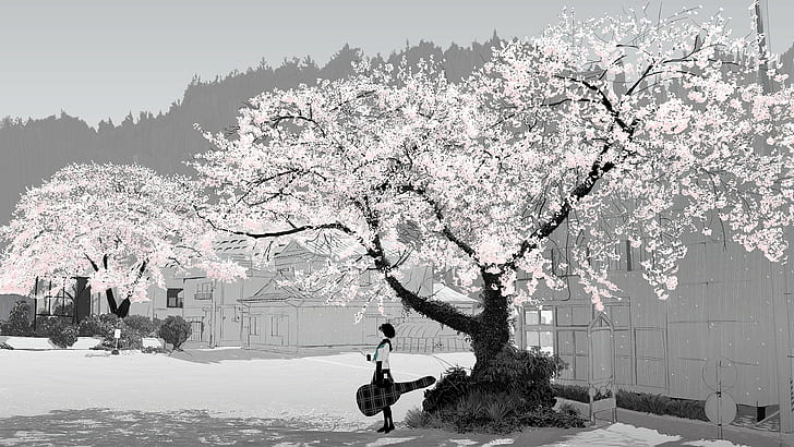 Anime, Anime Girls, Kirschblüte, HD-Hintergrundbild