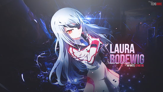 Bodewig Laura, Infinite Stratos, anime girls, red eyes, white hair, women, HD wallpaper HD wallpaper