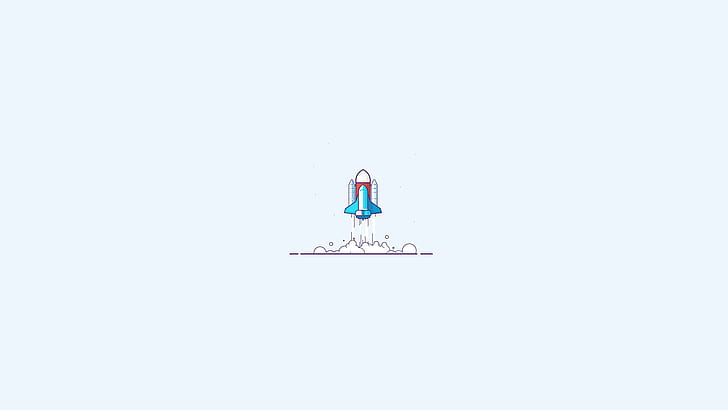 space, spaceship, minimalism, simple, simple background, lift off, space shuttle, Launch, HD wallpaper