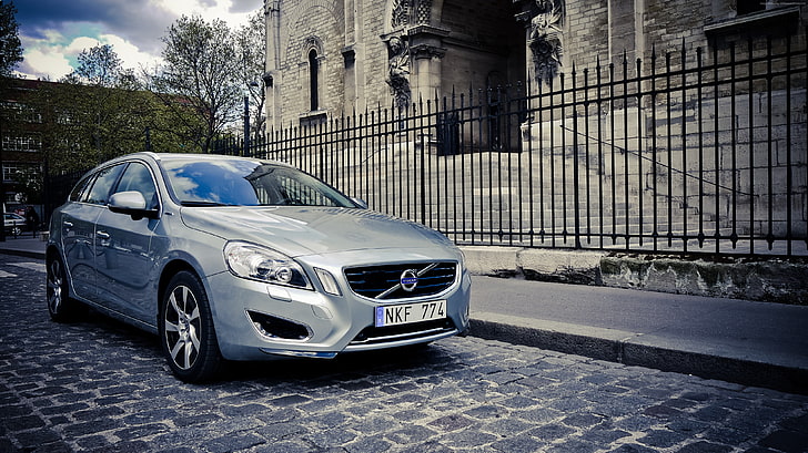 Hibrit, En İyi Arabalar 2015, Volvo V60, gümüş, HD masaüstü duvar kağıdı