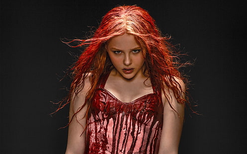 Chloe Grace Moretz, Chloe Grace Moretz, wanita, aktris, berambut merah, rambut dicat, rambut basah, Wallpaper HD HD wallpaper