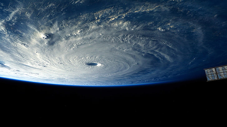 Cartel de la galaxia, Roscosmos, Tierra, espacio, tormenta, huracán, naturaleza, Fondo de pantalla HD