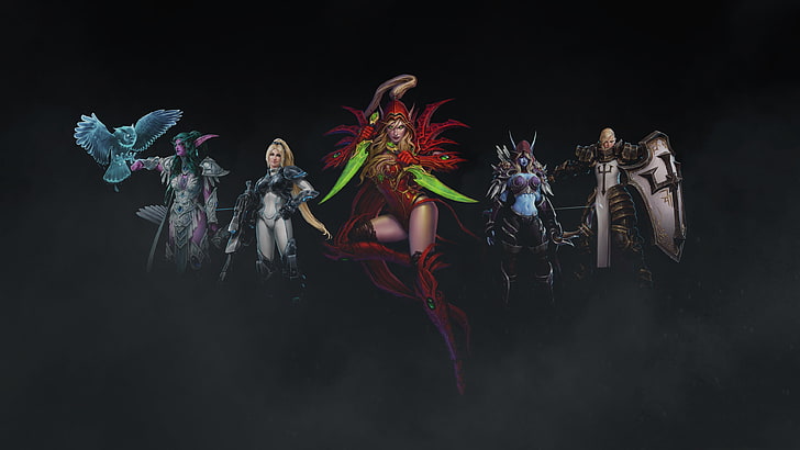 fond d'écran numérique des personnages du jeu, héros de la tempête, Tyrande, Nova, Valeera, Sylvanas Windrunner, Johanna, World of Warcraft, Fond d'écran HD